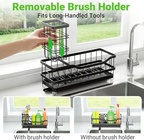 Sponge Holder for Kitchen Sink, Self-Draining Sink Caddy Organizer - Image 5