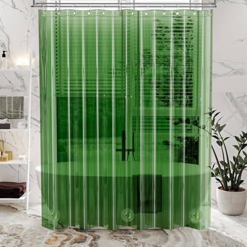 AmazerBath Premium EVA Shower Curtain Clear Pine Green, Luxury Shower Curtain - Image 3