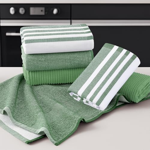 Homaxy Cotton 380 GSM Premium Kitchen Towels, 6 Pack, Grass Green - Image 5