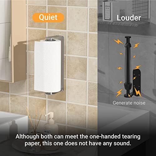 Paper Towel Holder Under Cabinet, One-Hand Tear, Wall Mount or Adhesive - Image 4