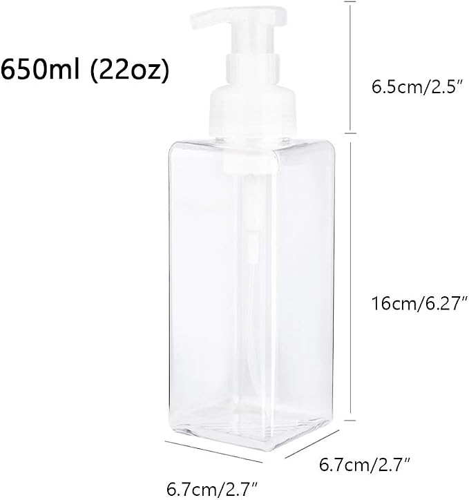 Foaming Soap Dispenser, 22oz Plastic Refillable Pump Bottle, 2 Pack, Shampoo & - Image 4
