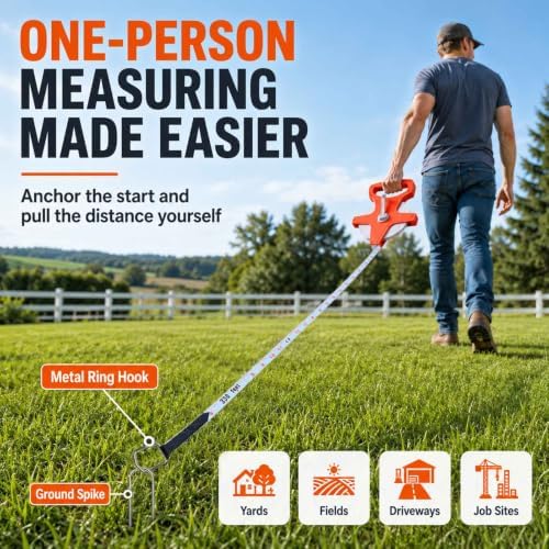 330FT Open Reel Tape Measure, 100m Fiberglass Long Tape Measure, Metal Hook - Image 3