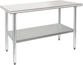 HARDURA Stainless Steel Table 24X48 Inches with Undershelf and Galvanized Legs NSF Heavy Duty Commercial Prep Work Table for Restaurant Kitchen Home and Hotel