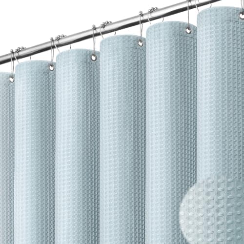 Dynamene Extra Long Waffle Shower Curtain 256 GSM Fabric 72"x84" Fog Blue by Dynamene