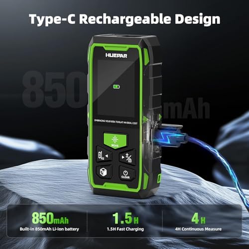 Huepar Dual Laser Measuring Tool, 656Ft Green-Beam Bilateral Digital Laser - Image 4