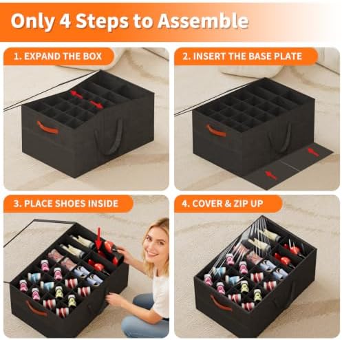 Aokeyee 2 Pack Shoe Organizer for Closet, Large Shoe Storage Box - Image 6