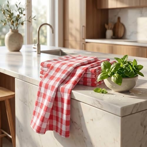 Urban Villa Kitchen Towels Cotton Dish Towels 20”x30” Red - Image 6
