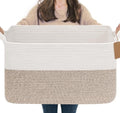 Goodpick 75L Extra Large Woven Rope Blanket Basket, Light Brown by Goodpick