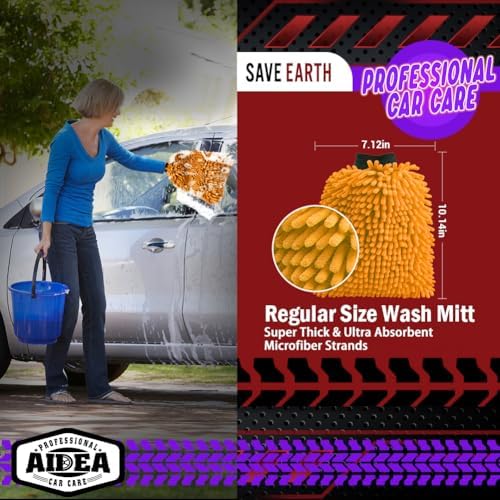 AIDEA Car Wash Mitt Microfiber, Car Wash Brush, 7.12''X10.14'' - Image 2