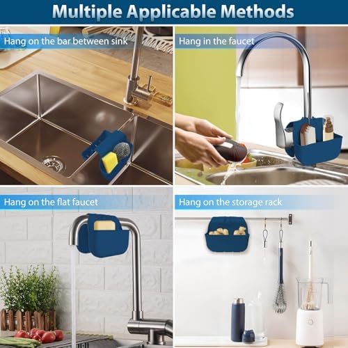 Sponge Holder for Kitchen Sink, Silicone Sink Saddle Caddy Organizer Rack - Image 4