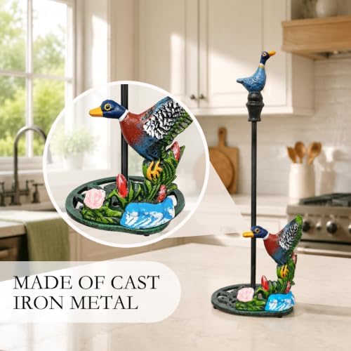 HOSUN Cast Iron Duck Paper Towel Holder Countertop Stand, Farmhouse Decor - Image 5
