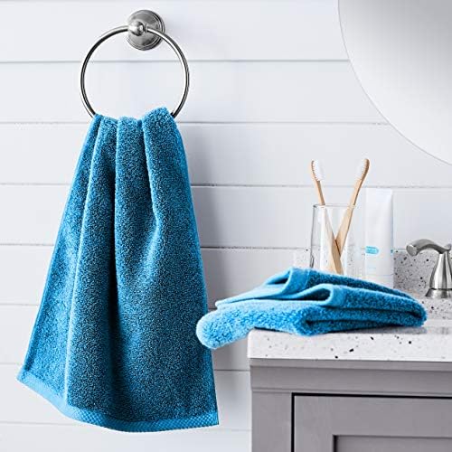 Amazon Basics 8-Pack Lightweight Quick-Dry Hand Towels, 100% Cotton, Lake Blue - Image 7