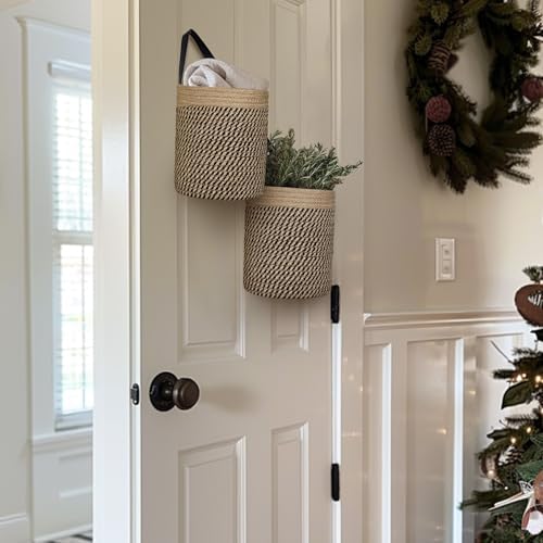 Hanging Basket 2 Pack, Small Wicker Wall Baskets - Image 3