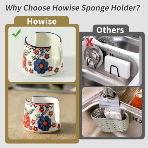 Sponge Holder for Kitchen Sink, Ceramic Dish Sponge Dish Rack Scrubby Caddy - Image 5