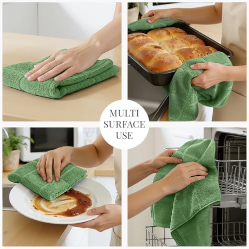 Homaxy 100% Cotton Kitchen Towels 18"x28", 6 Pack Dish Towels, Grass Green - Image 5