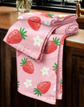 Miss Adola 2pcs Cotton Waffle Kitchen Towels, Strawberry by MissAdola