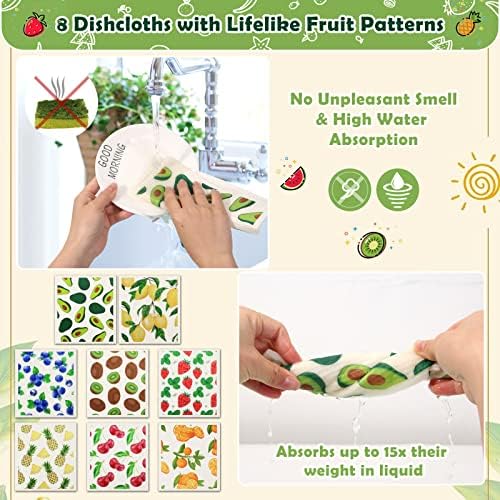 Lucomb Reusable Swedish Kitchen Dish Cloths, 8 Pack Replace Paper Towels Quick - Image 6