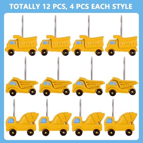 12-Piece Truck Construction Tractor Shower Curtain Hooks - Image 3