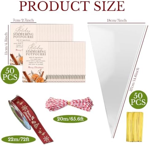 50 Sets Christmas Potpourri Bags, Empty Pot Pourri Clear Cone Gifts Bags - Image 2