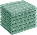 QUILTINA Kitchen Towels 6 Pack, 12 x 12 Inches, 100% Cotton Checkered Designed by Quiltina