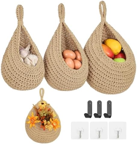 Boho Wall Hanging Fruit Baskets by INJORAN