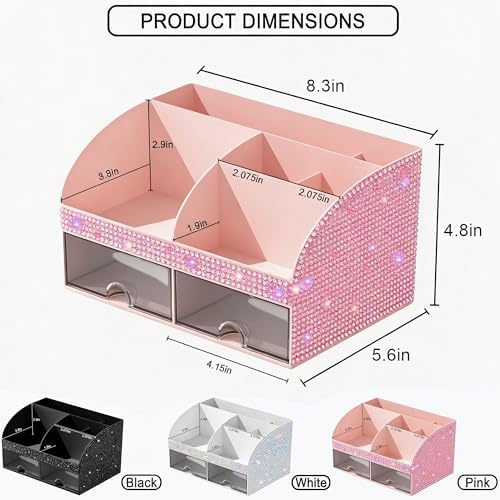 Bling Makeup Organizer with Drawers, Cosmetic Storage - Image 3