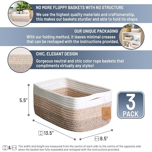 NaturalCozy 13.5”x8.5”x5.5” Storage Baskets - Image 2