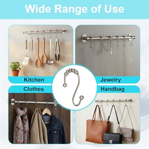 Silkfly Stainless Steel Shower Curtain Hooks, Rust Resistant Glide Hooks - Image 6