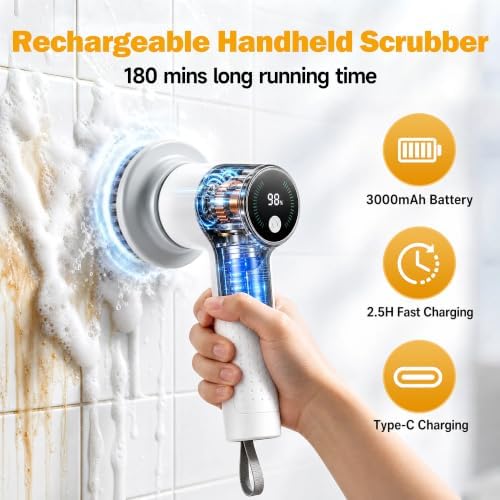 Electric Spin Scrubber, Cordless Power Scrubber & Electric Cleaning Brush - Image 4