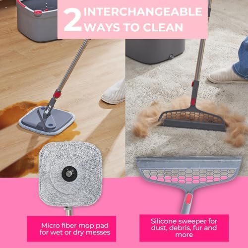 True & Tidy True Clean Spin Mop & Bucket System – Dual Compartment Design - Image 4