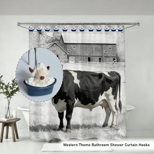 12 Pcs Funny Theme Highland Cow Shower Curtain Hooks - Image 4