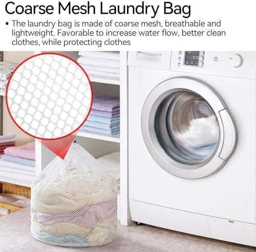 6Pcs Laundry Mesh Wash Bags, Drawstring Net Laundry Bag - Image 4
