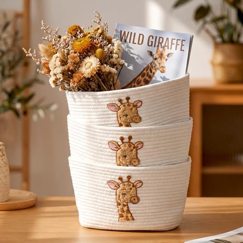 Woodland Animal Basket Deer Nursery Decor 3-tier Deer Cotton Rope Hanging - Image 4