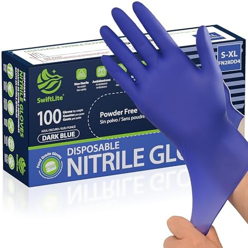 SWIFTLITE Disposable Nitrile Gloves, Food Safe, Latex-Free Powder-Free by SWIFTLITE