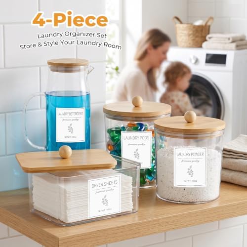 Acrylic Laundry Pod Containers and Dryer Sheet Holder & Glass Laundry Detergent - Image 6