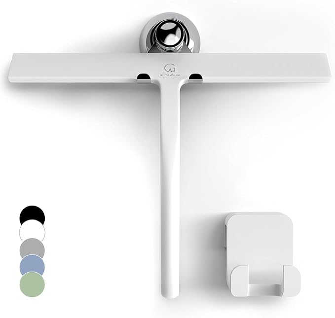 Silicone Shower Squeegee with 3-in-1 No-Drill Mount, Streak-Free & No-Squeak by G%C3%9CTEWERK