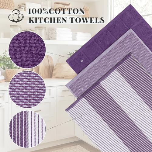 Homaxy 6 Pack Cotton Terry Premium Kitchen Towels, 18 x 28 in - Image 2