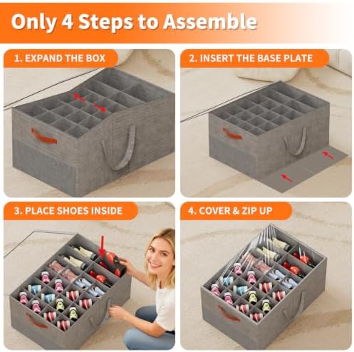Aokeyee 2 Pack Shoe Organizer for Closet, Large Shoe Storage Box - Image 6