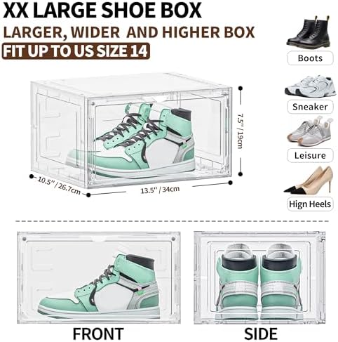 6 Pack Hard Plastic Clear Shoe Storage Organizer Boxes - Image 5