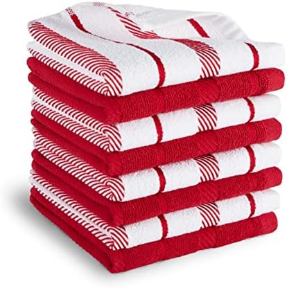 KitchenAid Albany Dishcloth 8 Pack Set, Passion Red/White by KitchenAid