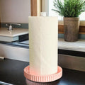Paper Towel Holder Countertop, Ceramic Base, Fits Double to Family Rolls by VROOMIUM-BETTERDESIGN