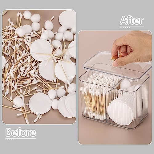Tbestmax Qtip Holder Dispenser 3-Section Clear Bathroom Organizer Jar 3 Grids - Image 5