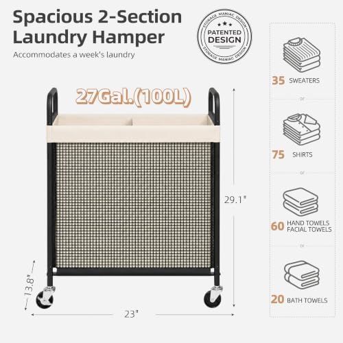STORAGE MANIAC Rolling Laundry Hamper - Image 3