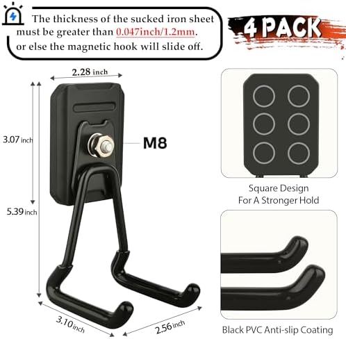 ULIBERMAGNET Heavy Duty Magnetic Hooks, 4 Pack Strong Extra Large Magnet Hook - Image 2