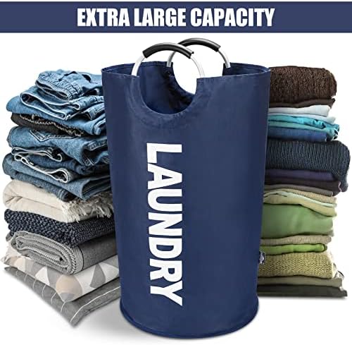 DOKEHOM 125L X-Large Laundry Basket Bag, Collapsible Tall Hamper, Dark Blue - Image 5