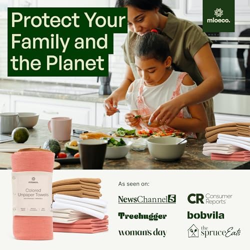 mioeco 24 Pack Reusable Kitchen Paper Towels, Organic Multicolor Cloths - Image 7