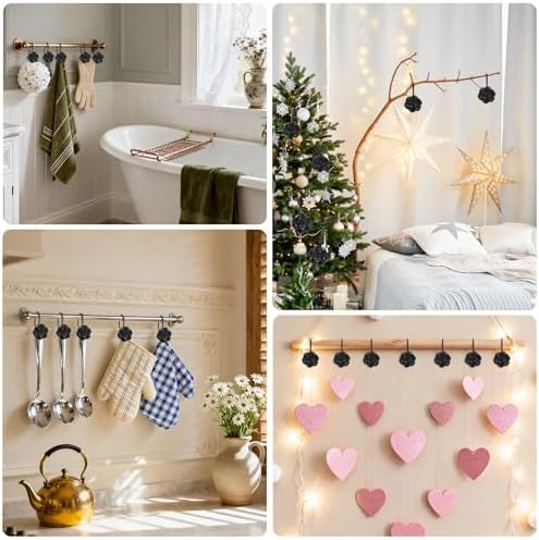 Metal Rose Shower Curtain Hooks, Rust-Resistant Hooks - Image 4
