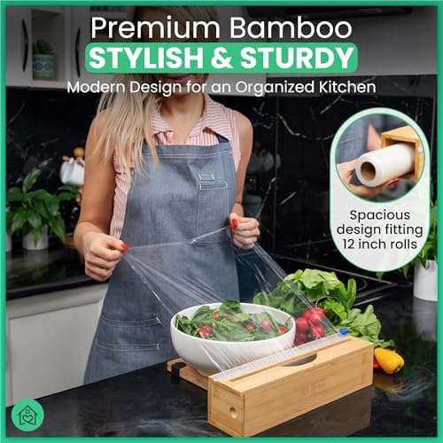 Compostable Plastic Wrap for Food, Bamboo Dispenser - Image 6