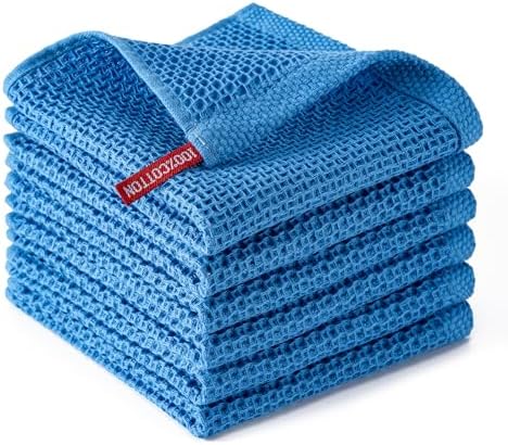 Kitchen Towels 6-Pack Kitchen Dish Cloths, 100% Cotton, 12x12 In by BOOMIBOO