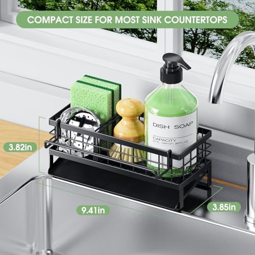 Self-Draining Kitchen Sink Caddy, Rustproof Non-Slip Metal Sponge Holder - Image 2